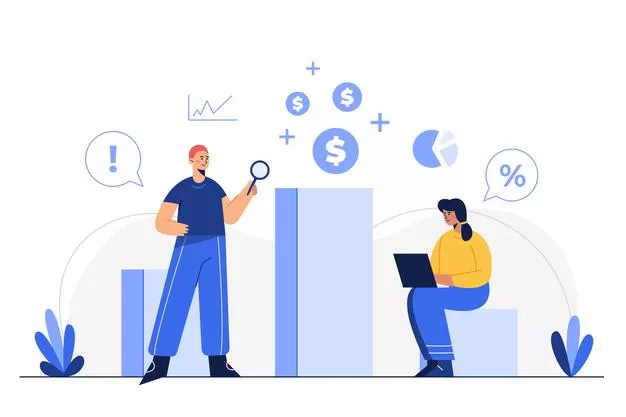 flat illustration employee working office workplace searching data success thinking new problem solving business theme 1150 41794