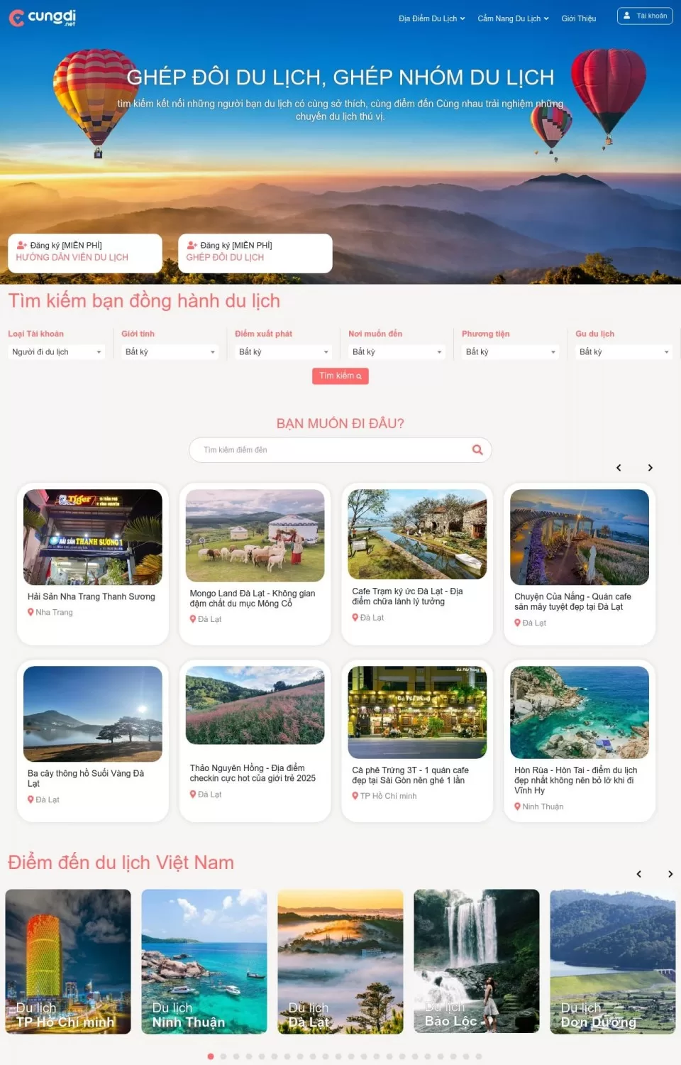Website kết nối du lịch
